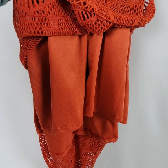 Maurices plus size lace strapless midi dress lined burnt orange - Picture 5 of 5